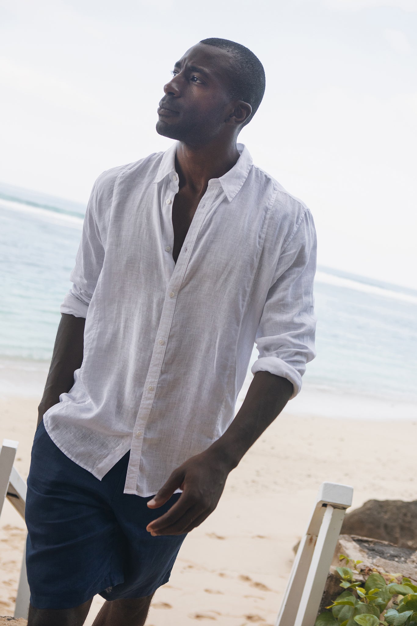 white beach dress shirt Moreno Linen Shirt White