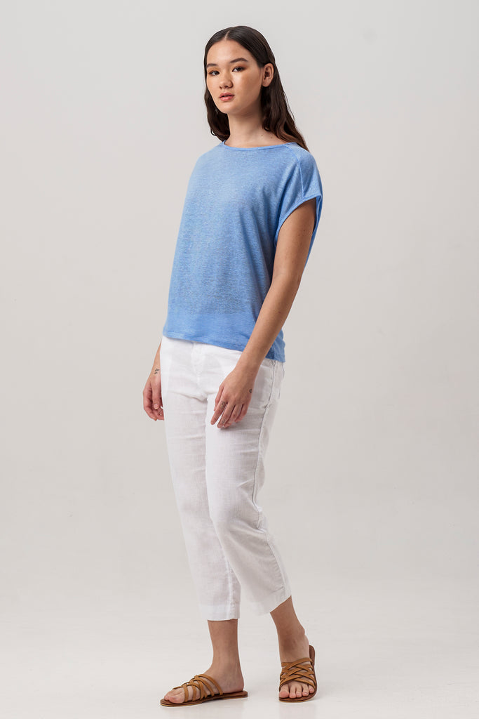Aria Linen T-Shirt Bleue Clair