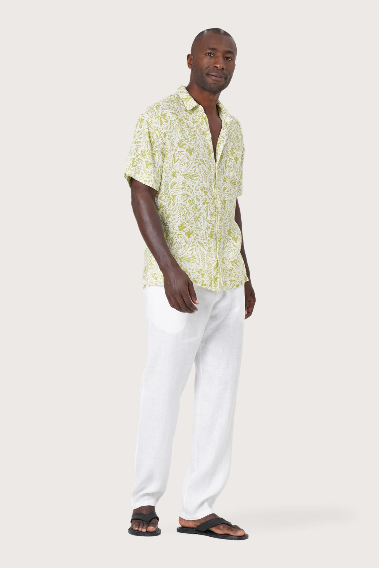 Angkasa Linen Shirt Jungle Leaves