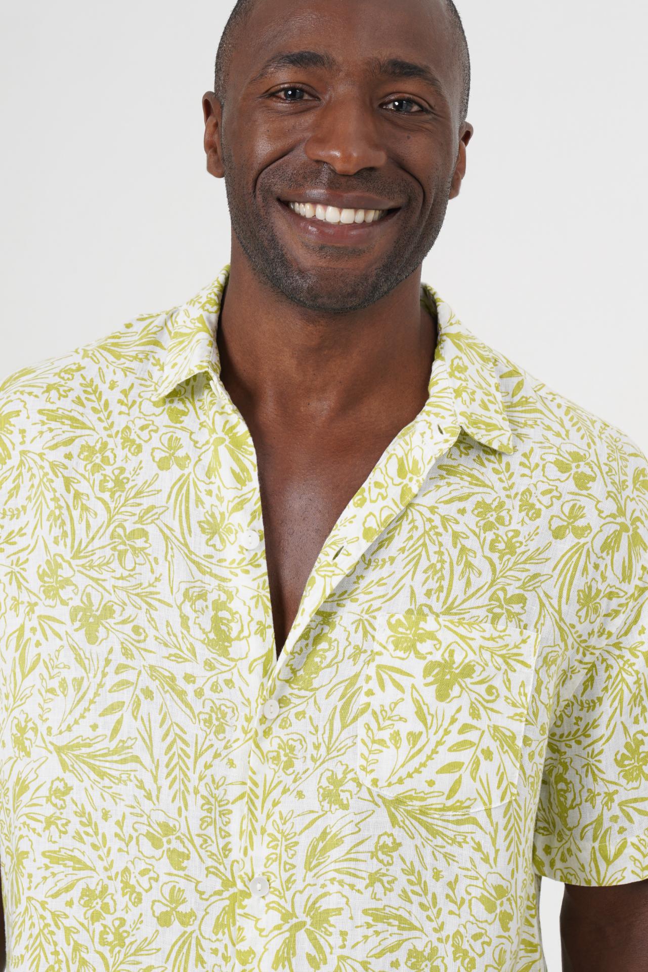 Angkasa Linen Shirt Jungle Leaves