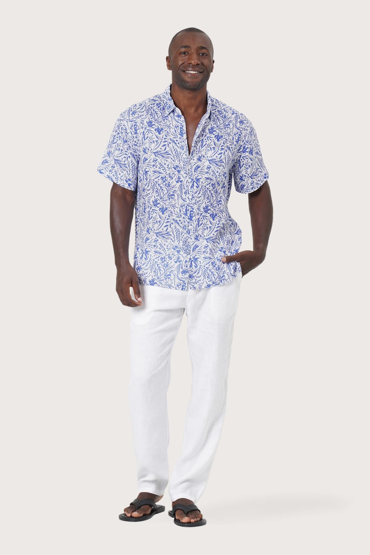 Angkasa Linen Shirt Jungle Leaves