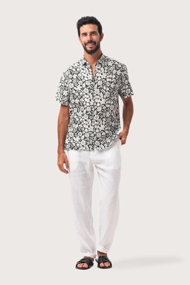 Angkasa Linen Shirt tropical Fruit Grigio