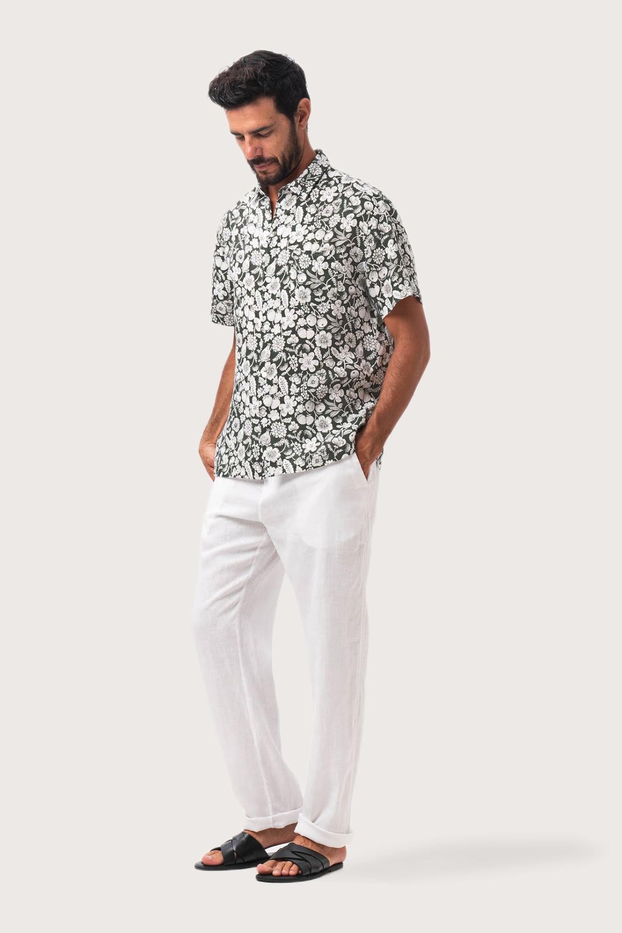 Angkasa Linen Shirt tropical Fruit Grigio