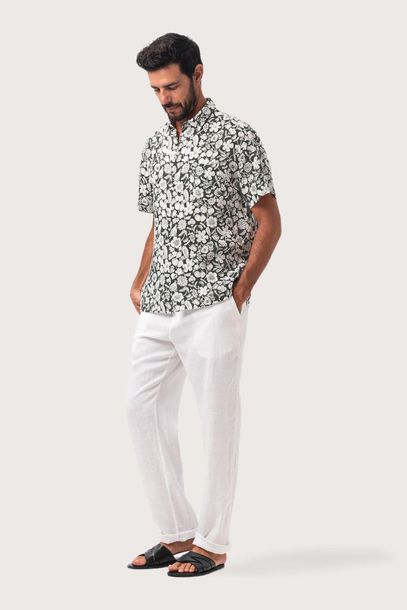 Angkasa Linen Shirt tropical Fruit Grigio