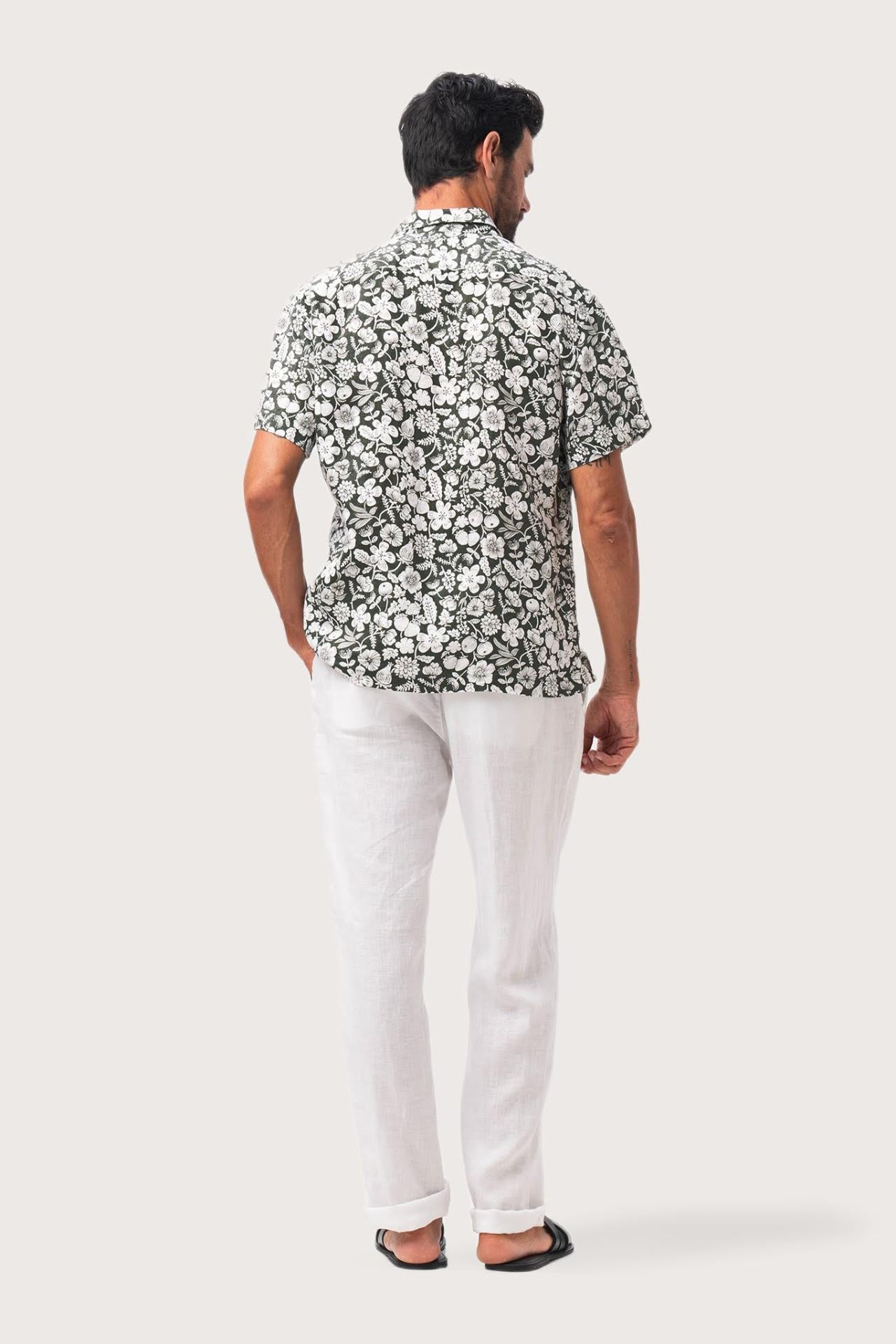 Angkasa Linen Shirt tropical Fruit Grigio