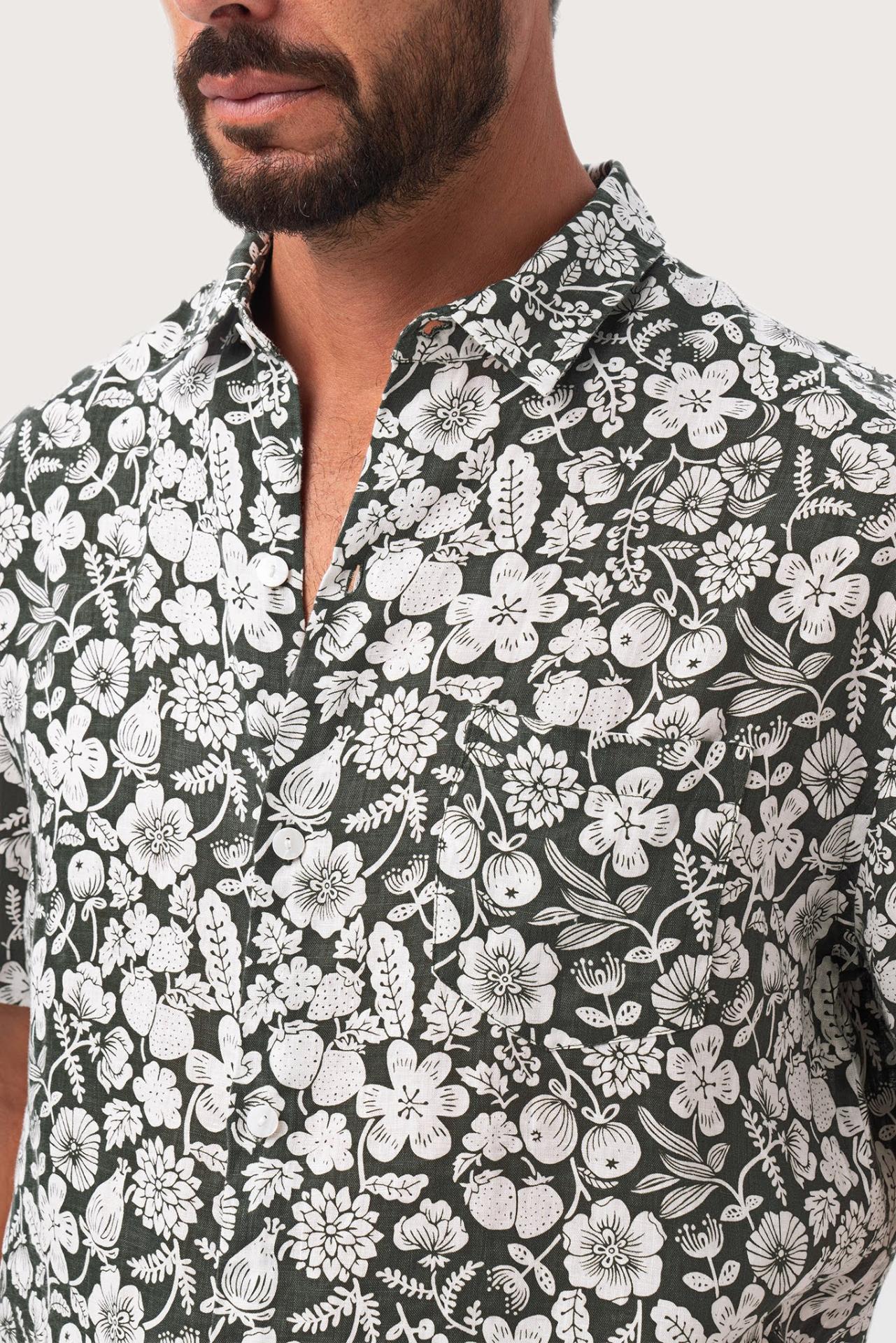 Angkasa Linen Shirt tropical Fruit Grigio