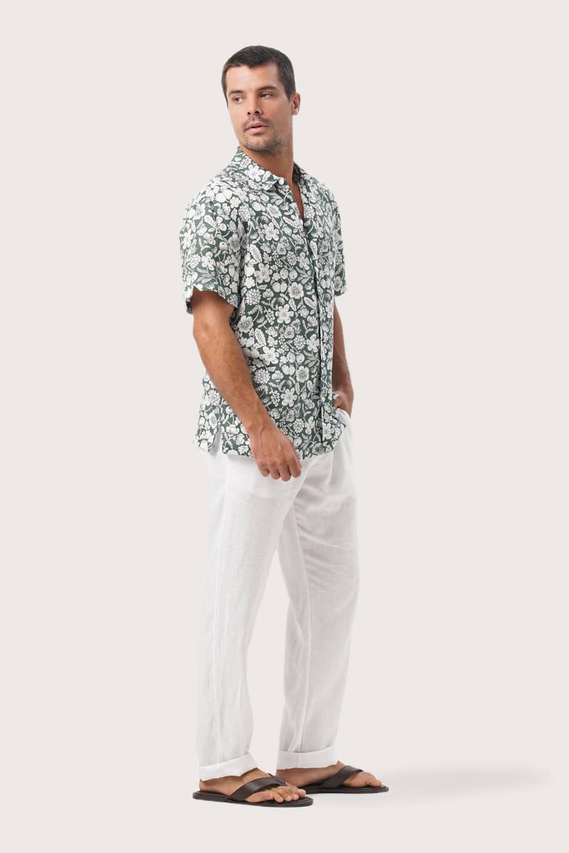 Angkasa Linen Shirt tropical Fruit Verde
