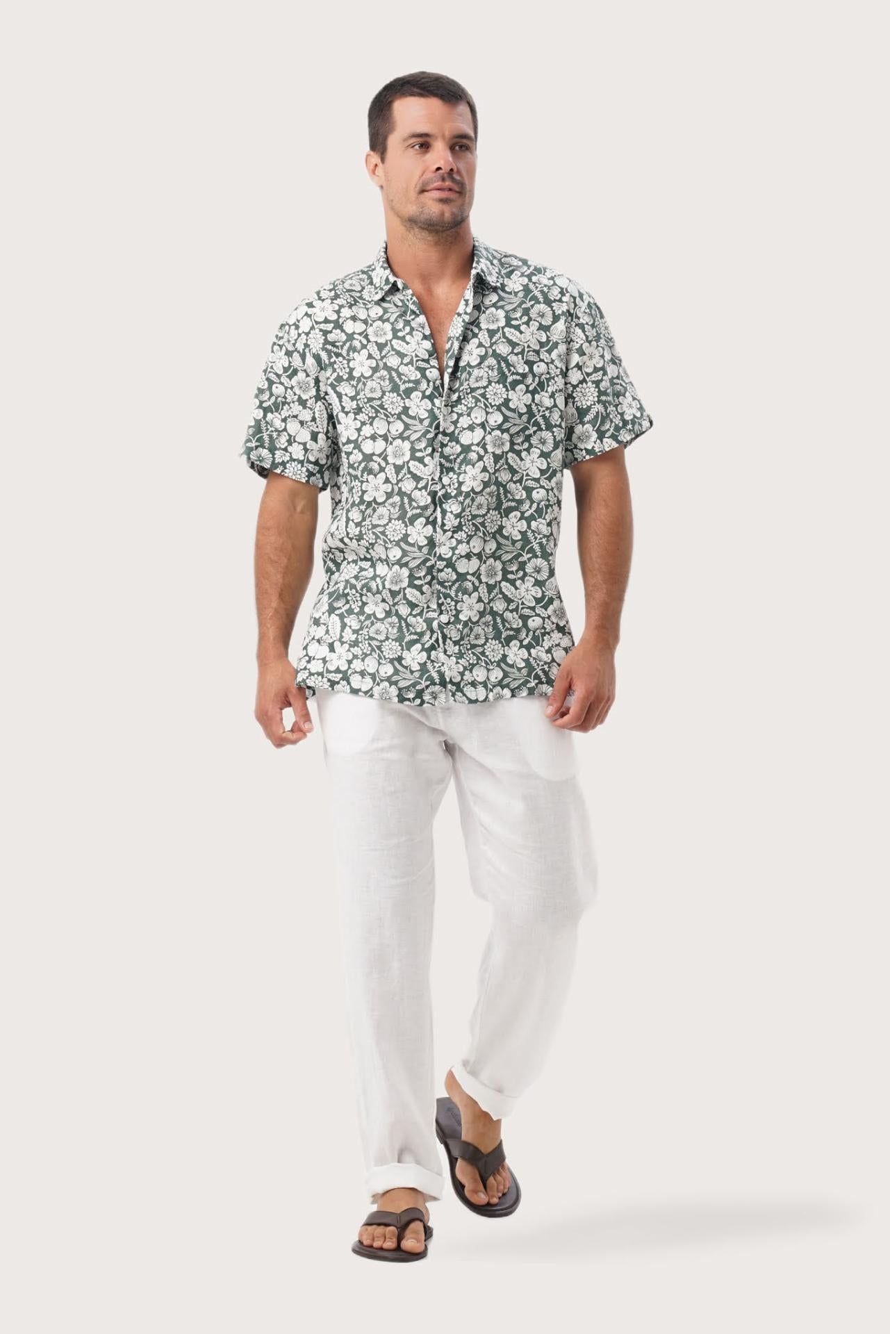 Angkasa Linen Shirt tropical Fruit Verde