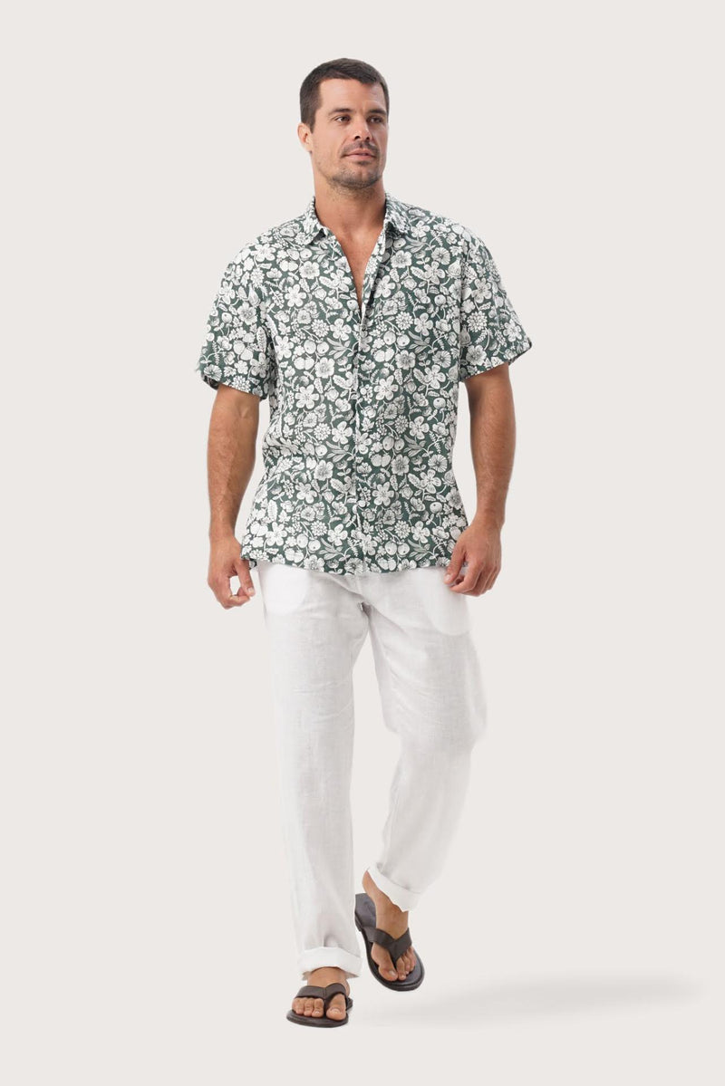 Angkasa Linen Shirt tropical Fruit Verde
