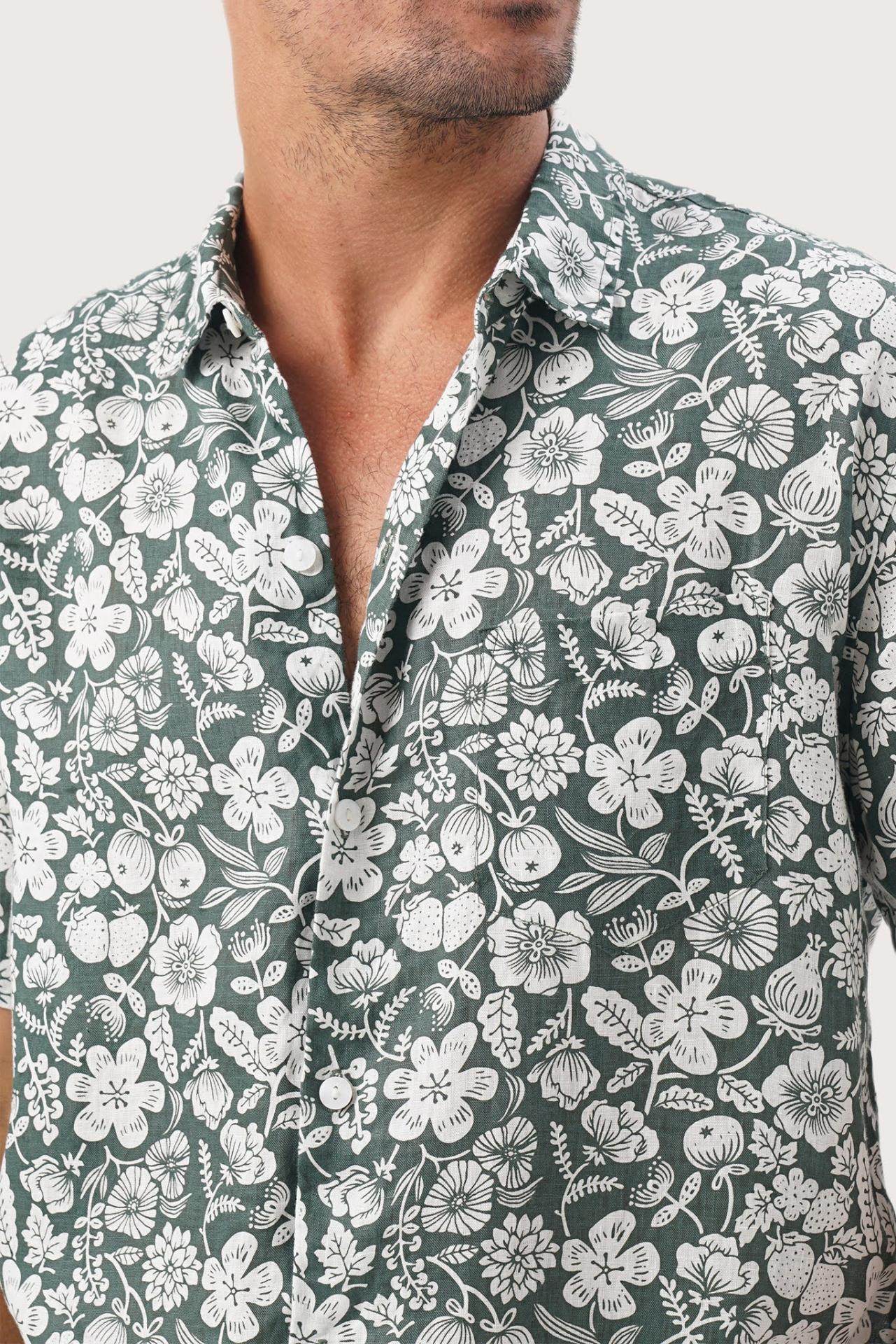 Angkasa Linen Shirt tropical Fruit Verde