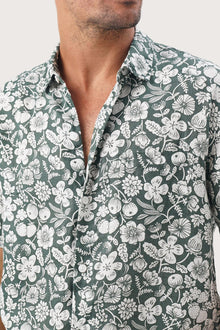 Angkasa Linen Shirt tropical Fruit Verde