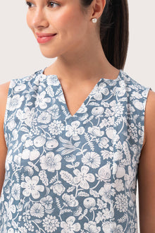 Ayona Linen Dress Tropical Fruit Cielo