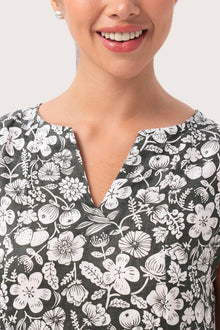 Ayona Linen Dress Tropical Fruit Grigio