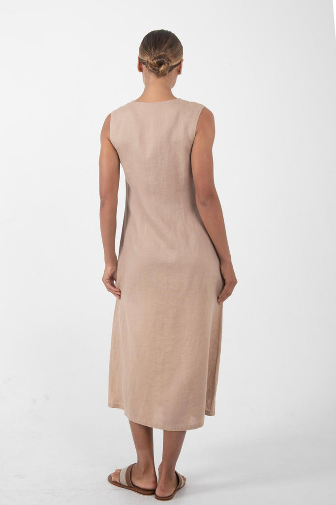 Ayu Linen Maxi Dress Nude