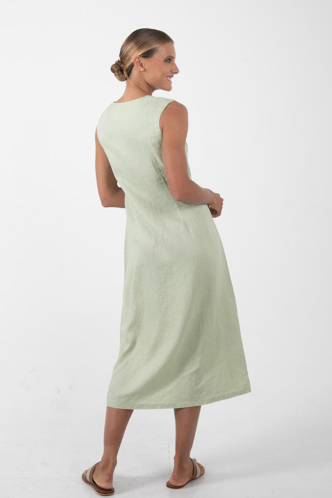 Ayu Linen Maxi Dress Pastel Green