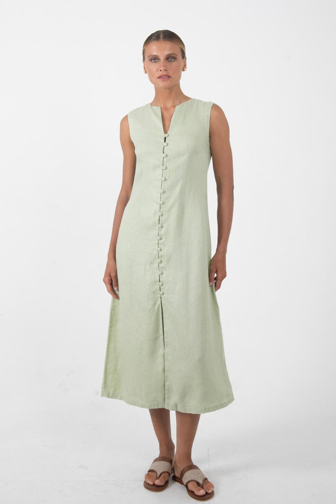 Ayu Linen Maxi Dress Pastel Green