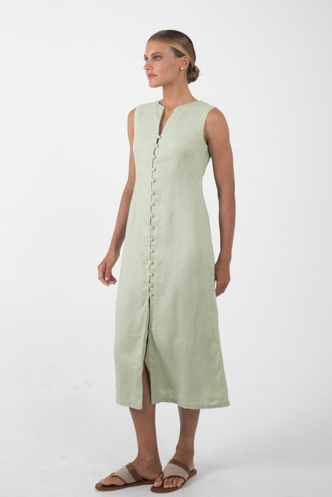 Ayu Linen Maxi Dress Pastel Green