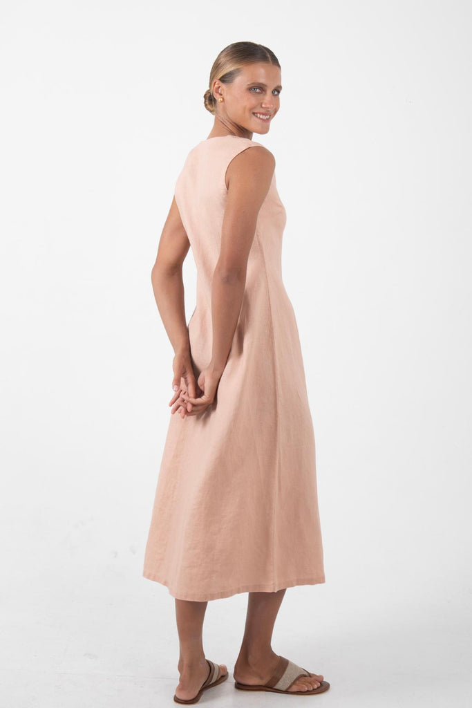 Ayu Linen Maxi Dress Pastel Pink