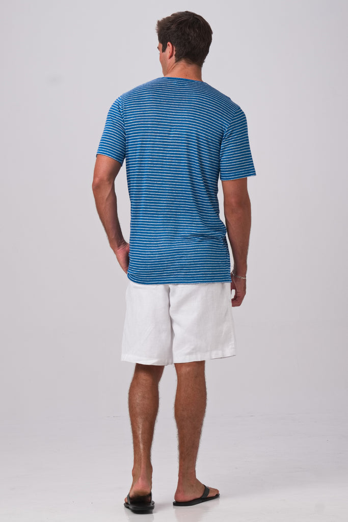 Sumatra Linen T-shirts Blu Stripe