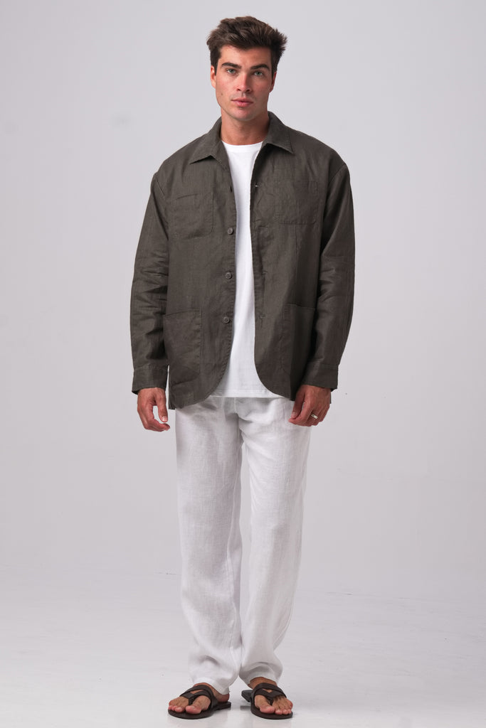 Gaung Linen Jacket Grey Choco