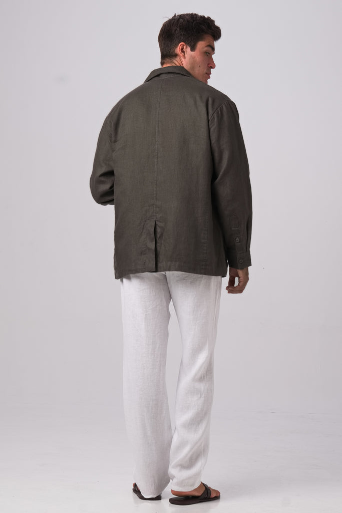 Gaung Linen Jacket Grey Choco