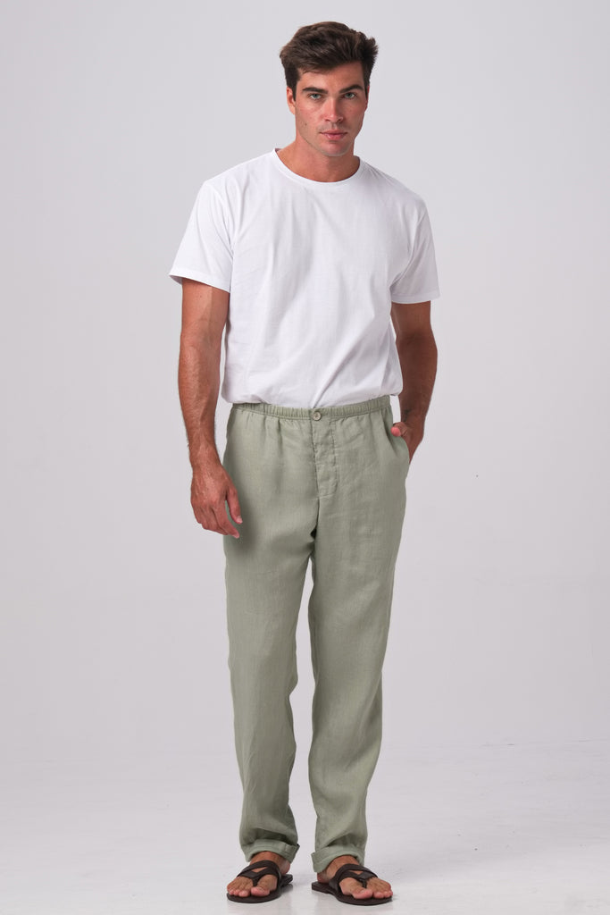 Relax Linen Long Pants Sage Green