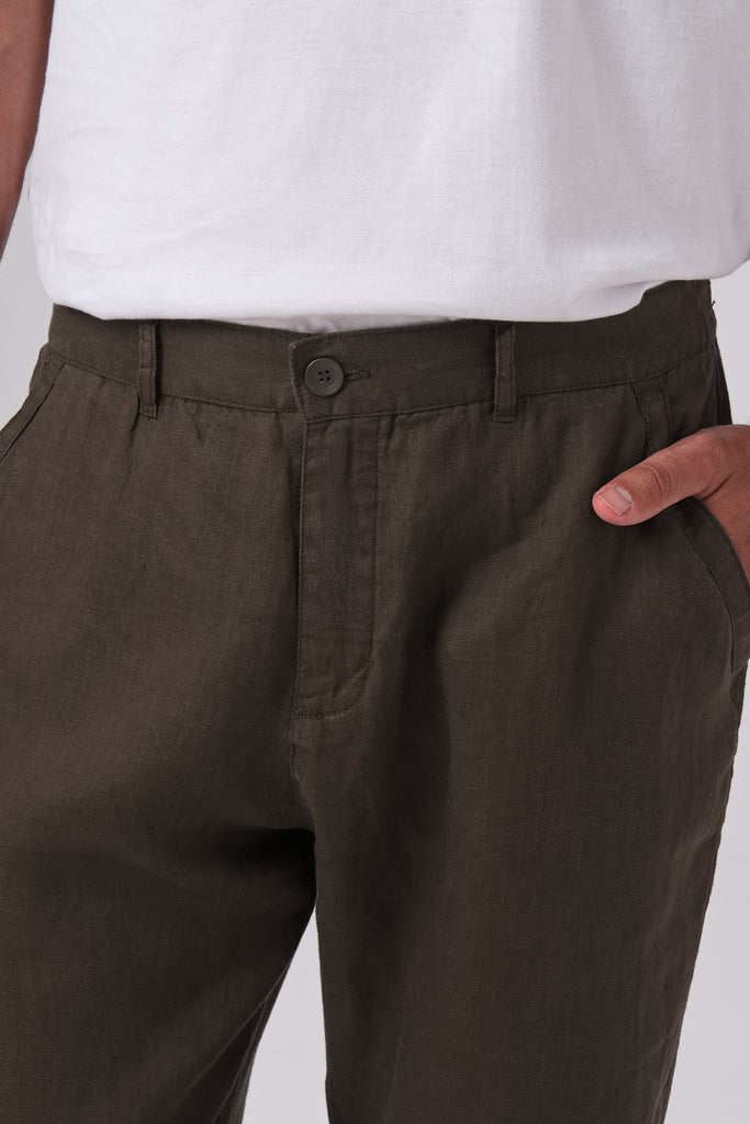 Maury Linen Long Pants Chocolate