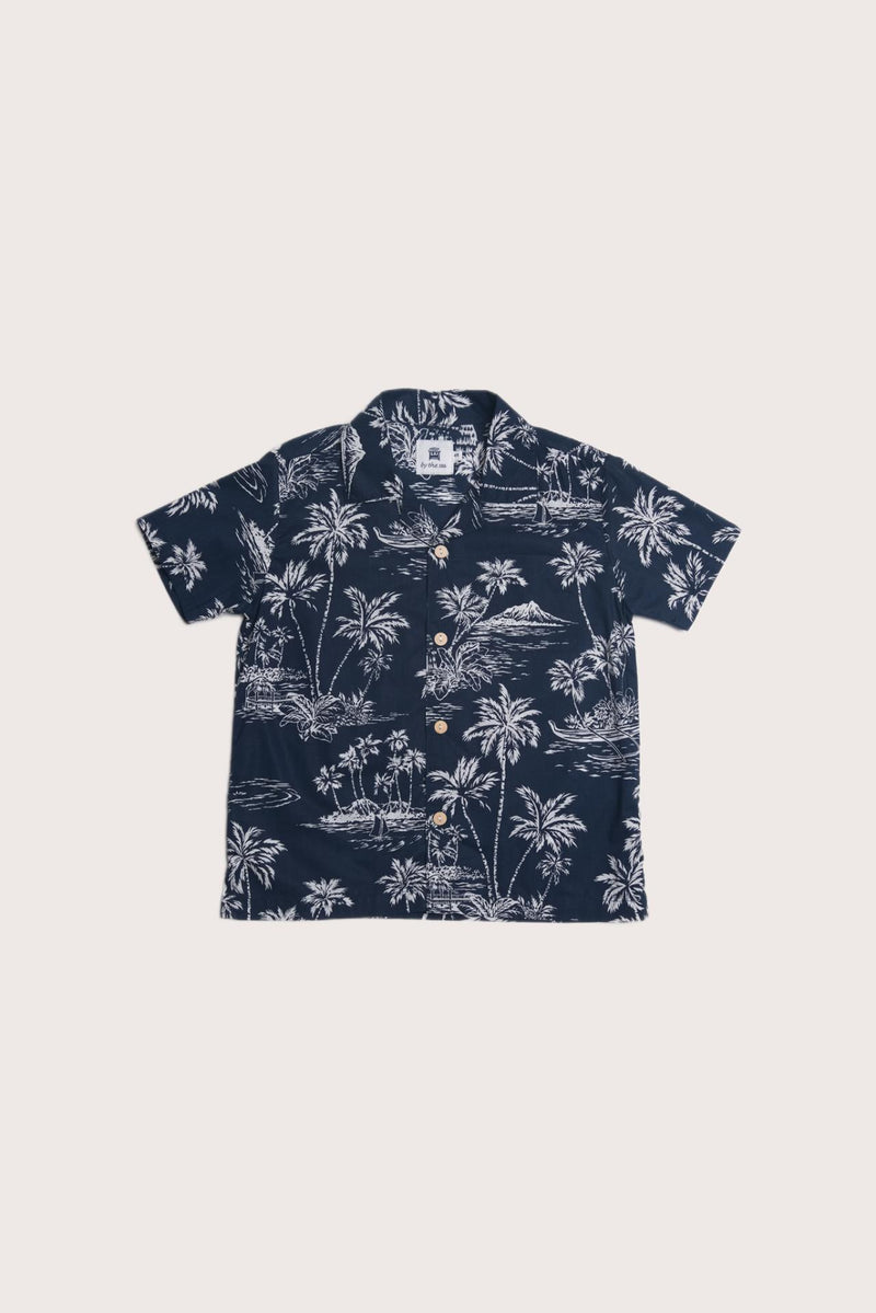 Bali Tropical Shirt Island Palm Navy