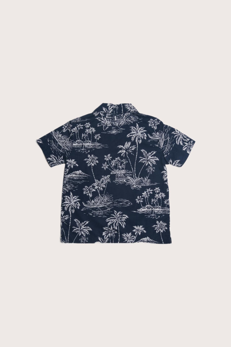 Bali Tropical Shirt Island Palm Navy