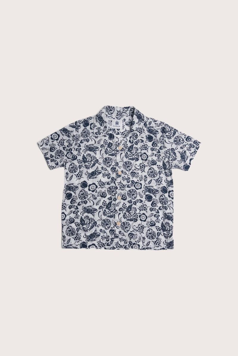Bali Tropical Shirt Veg and Crab White