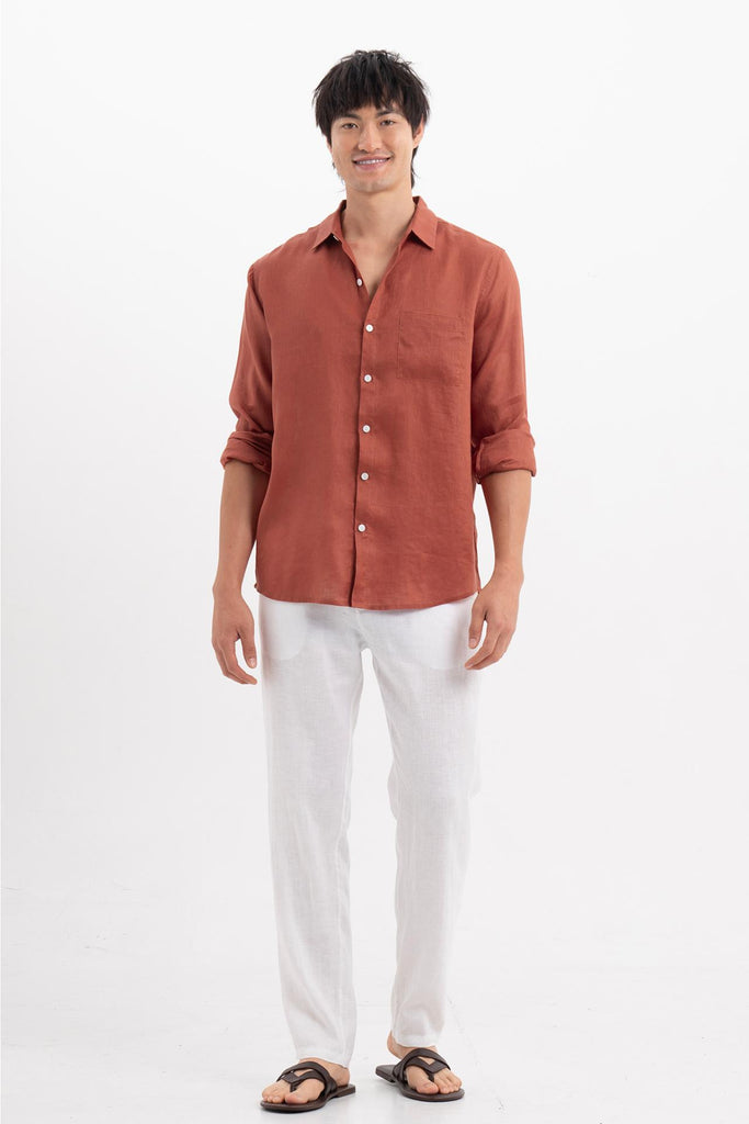 Baron Linen Shirt Brick