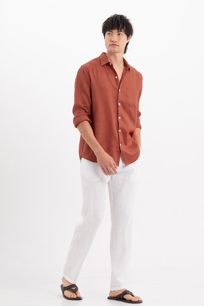 Baron Linen Shirt Brick