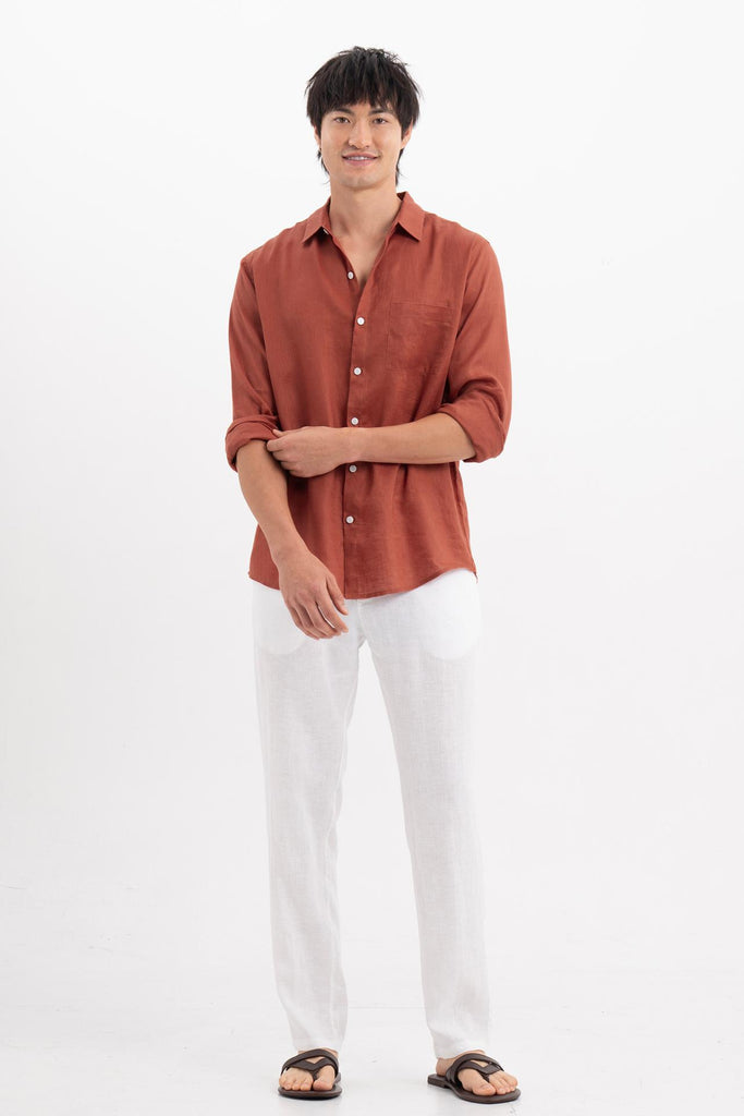 Baron Linen Shirt Brick