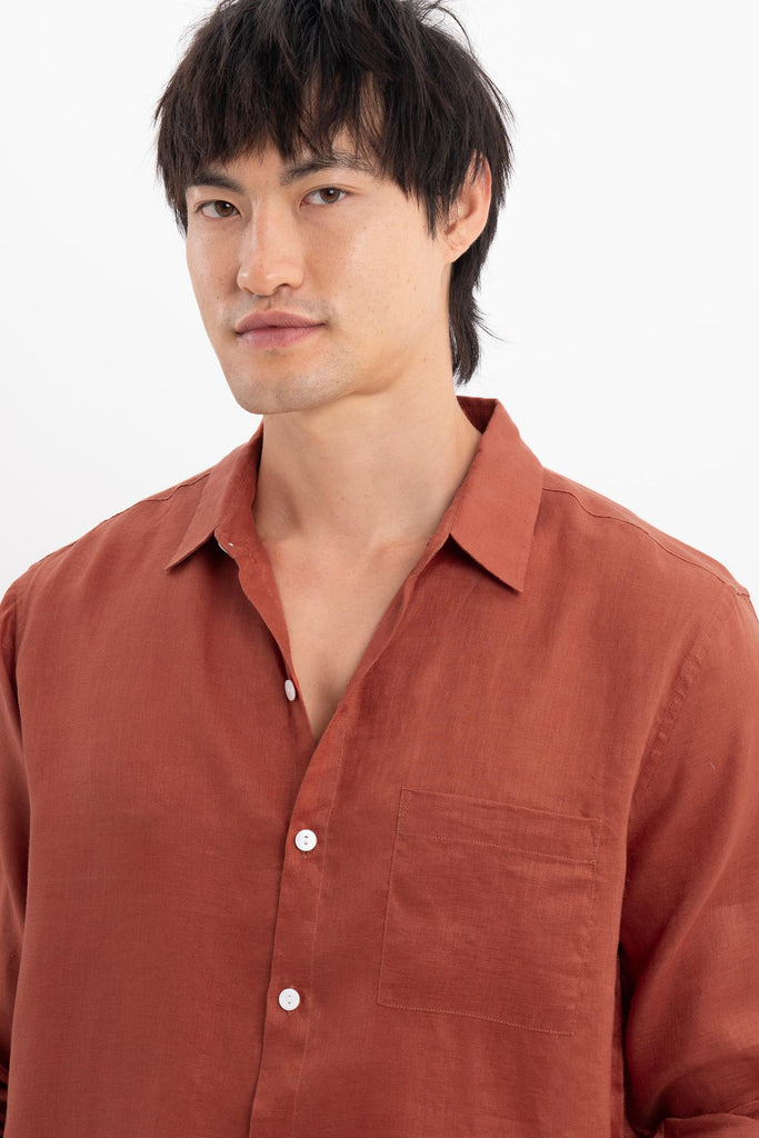 Baron Linen Shirt Brick