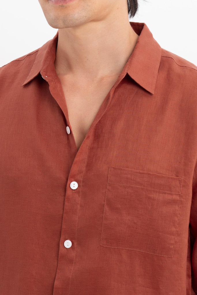 Baron Linen Shirt Brick