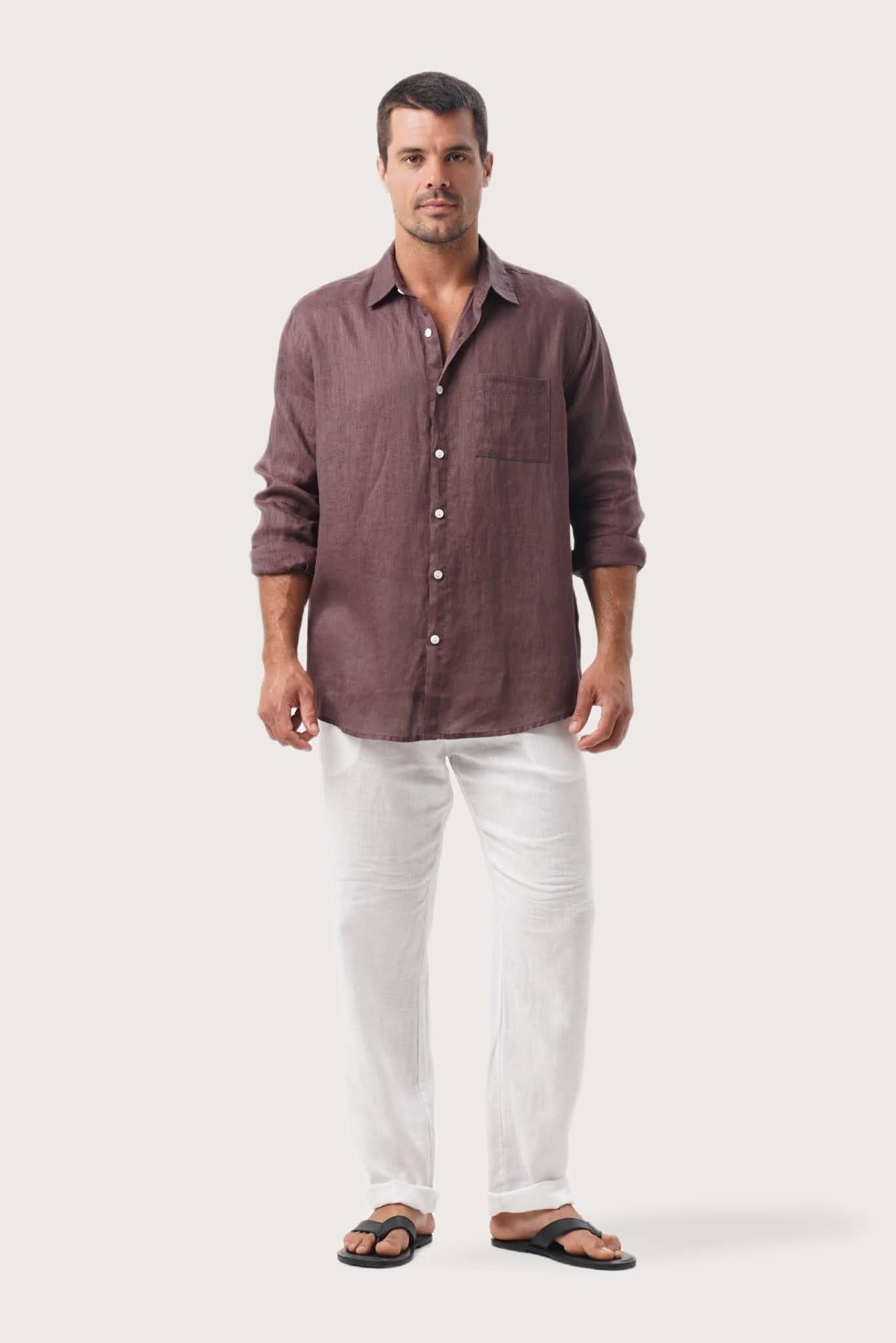 Baron Linen Shirt Choco