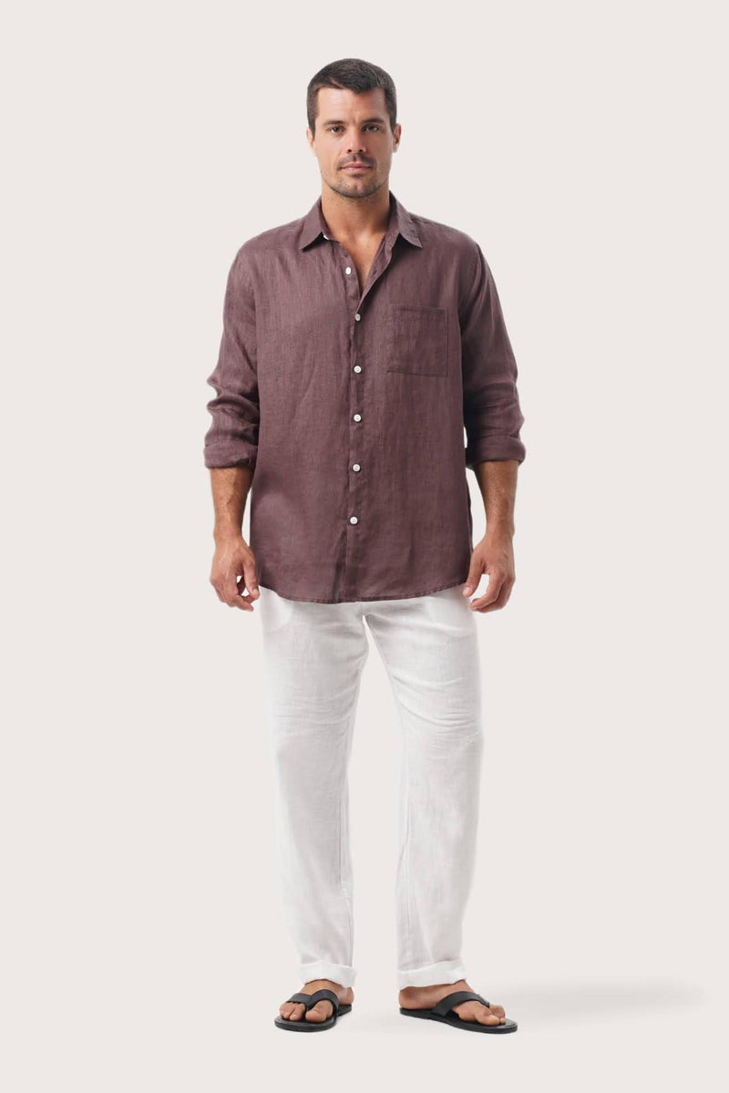 Baron Linen Shirt Choco