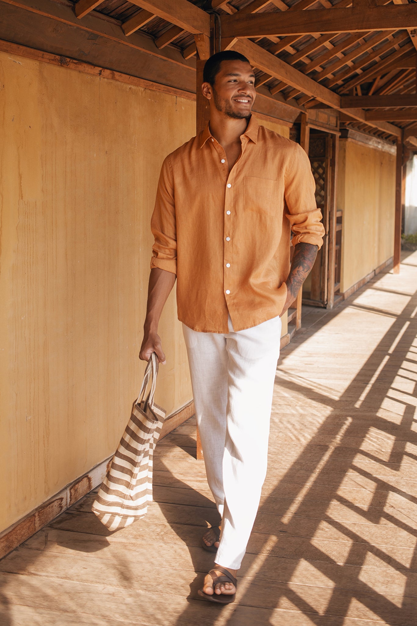 Baron Linen Shirt Light Turmeric