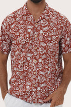 Baronang Cotton Shirt Veg and Crab Red Brick