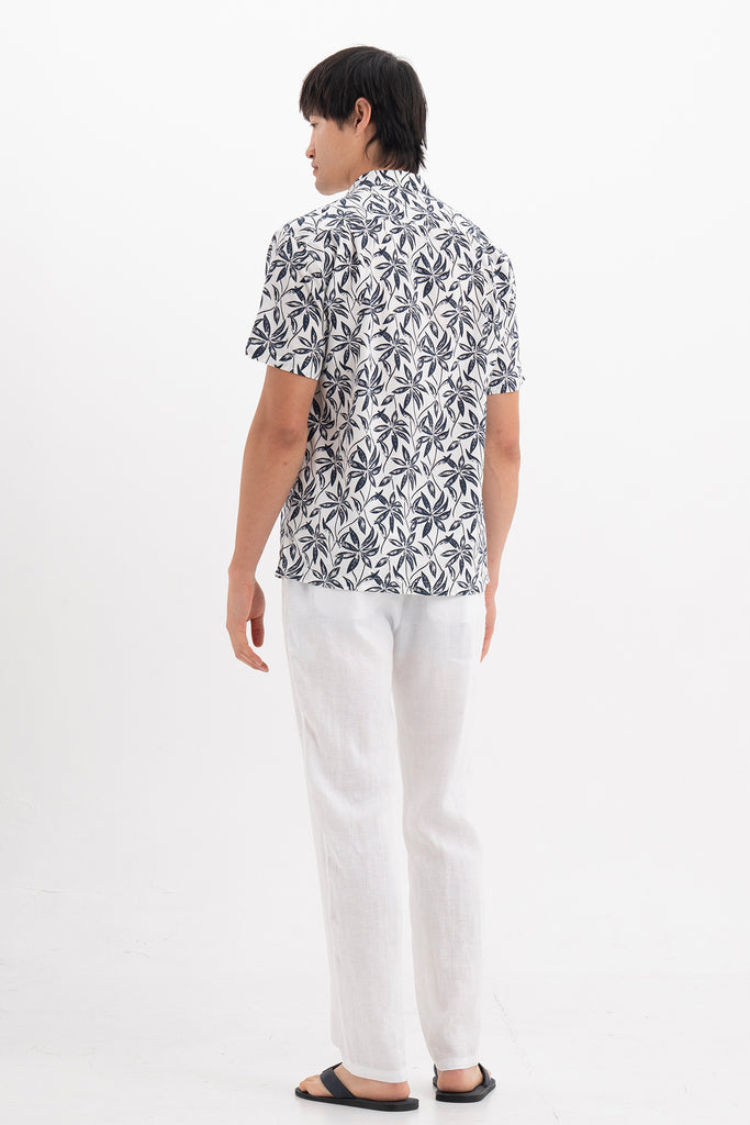 Baronan cotton shirt short sleeves leaves