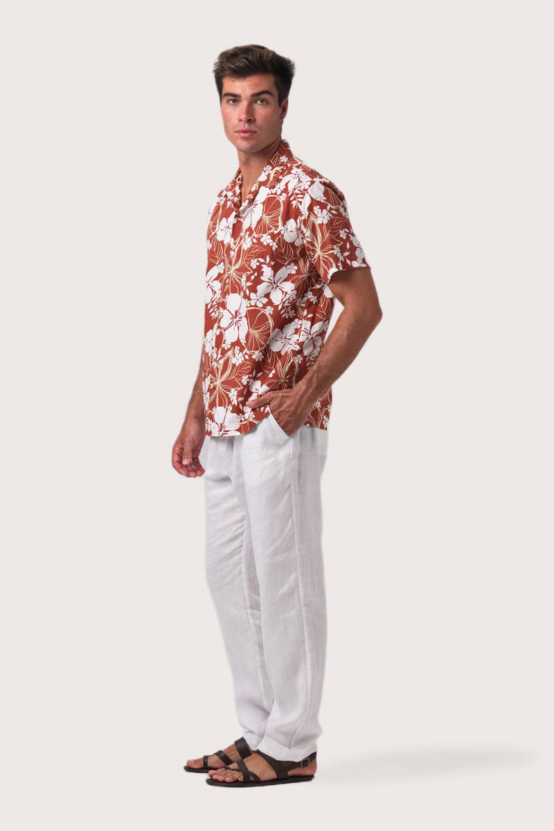 Baronang Shirt Hibiscus Maroon