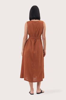 Eva Linen Midi Dress Terracotta