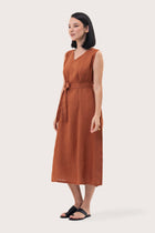 Eva Linen Midi Dress Terracotta