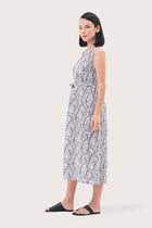 Eva Linen Midi dress White Navy
