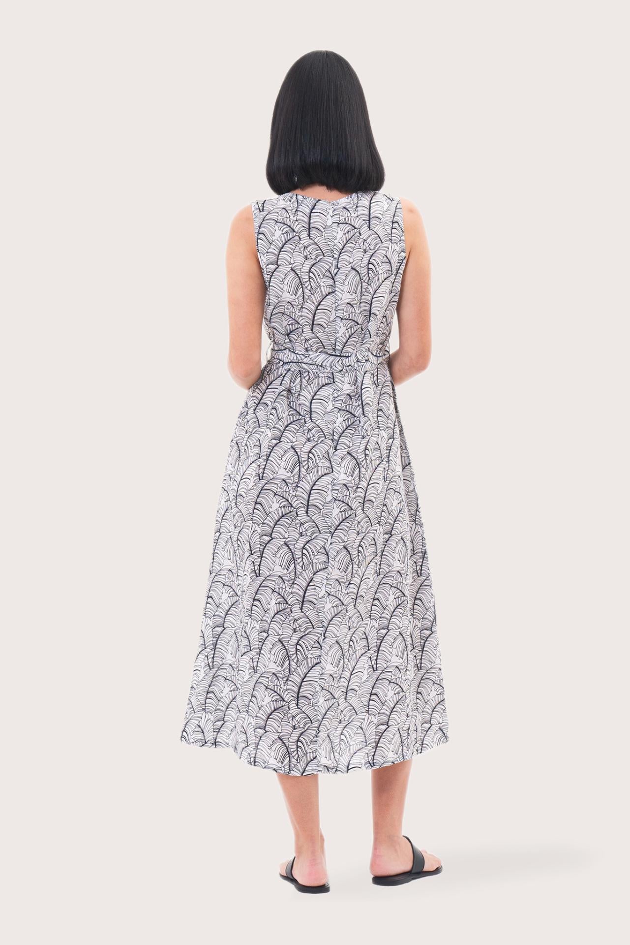 Eva Linen Midi dress White Navy