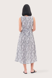 Eva Linen Midi dress White Navy