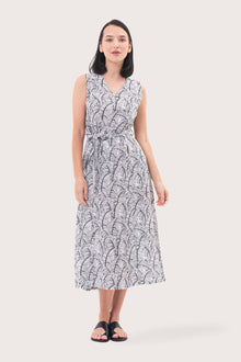 Eva Linen Midi dress White Navy