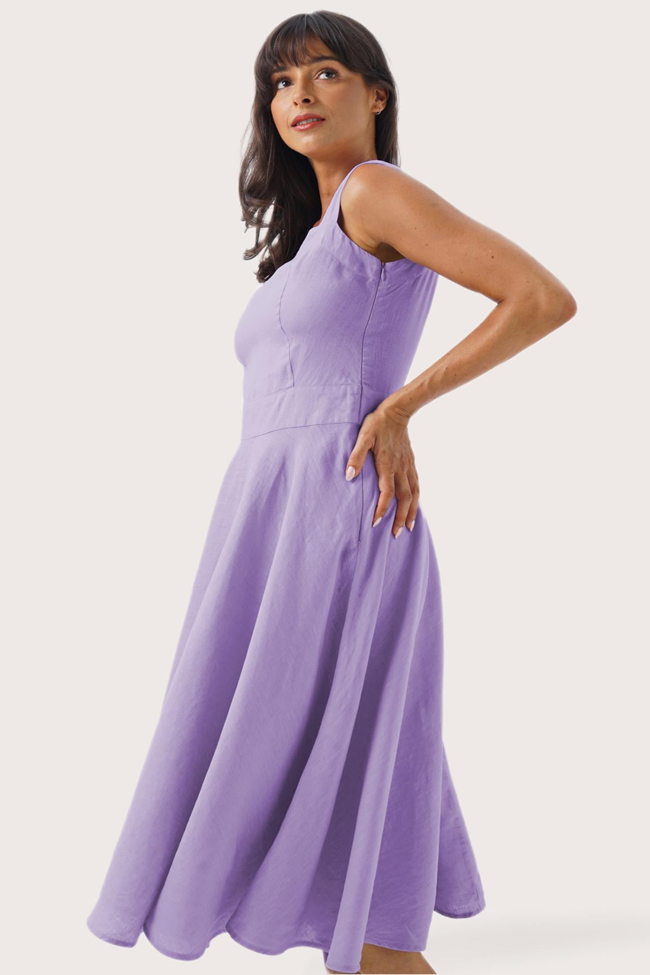 Gelora Linen Dress Lavender