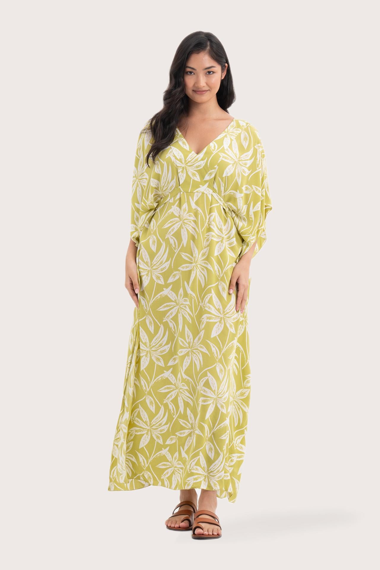 Hanna Kaftan Maxi Dress Green Lemon
