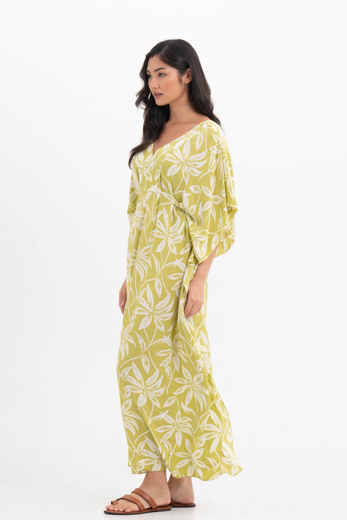 Hanna Kaftan Maxi Dress Green Lemon
